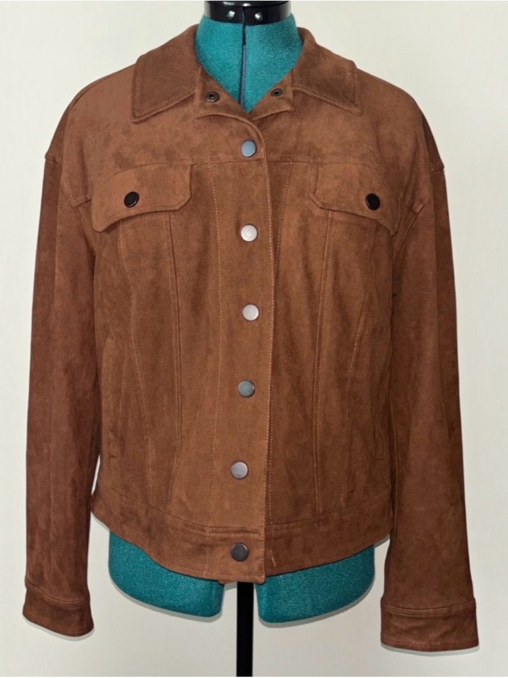 Lord & Taylor 424 Fifth Brown Faux Suede Trucker Jacket Size 10 Western Utility